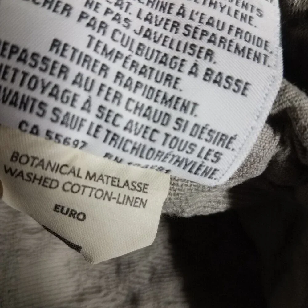 Restoration Hardware Euro Pillow Shams Botanical Matelasse Green Crinkle Heavy